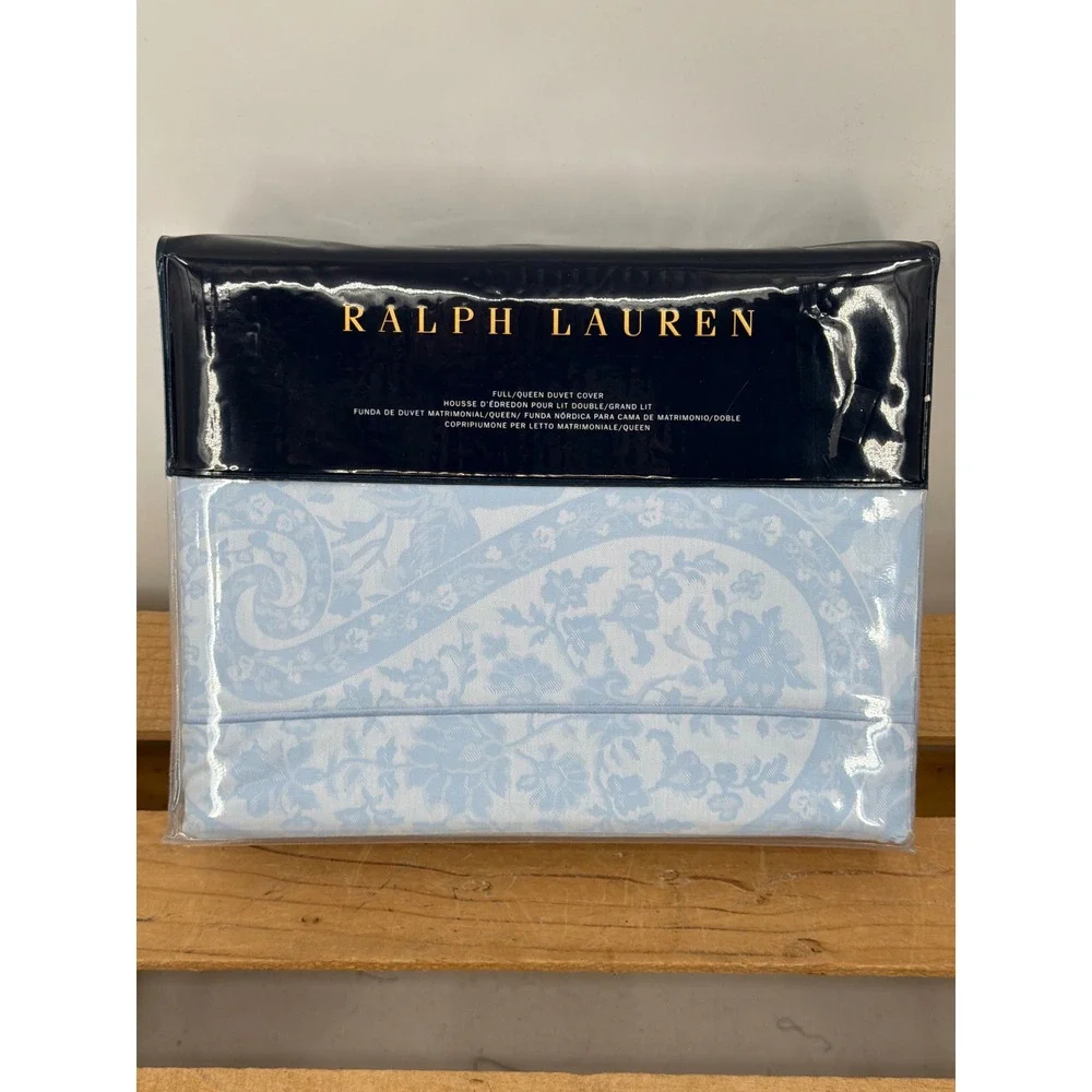 Ralph Lauren Aubree Paisley Full Queen Duvet Cover Blue Cotton‎ 92x96 NEW